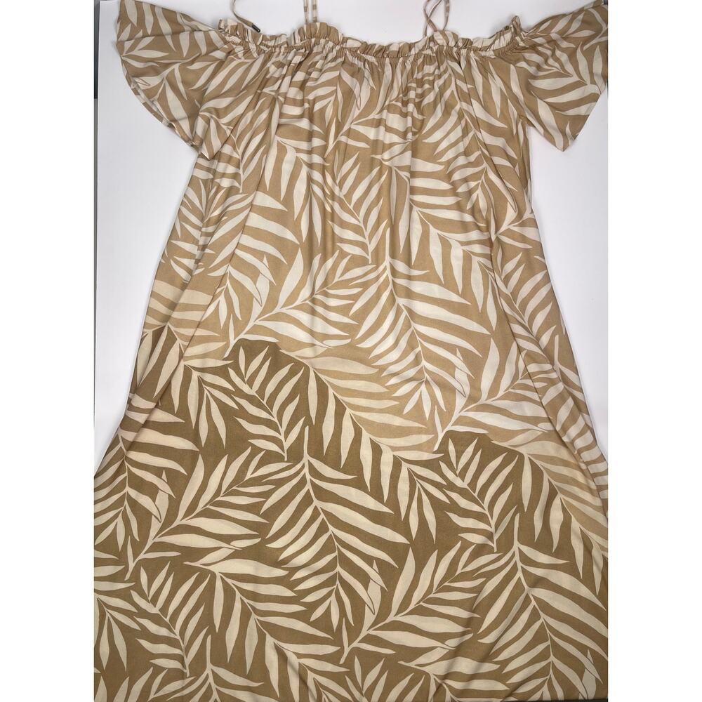 Anthropologie Conditions Apply Palm Leaf Print Off Shoulder Maxi Dress One Size - Picture 5 of 8